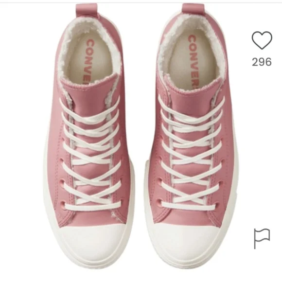 Converse Women's CTAS Lift Hi Sherpa A04256C Rust Pink/Egret Leather Sz 7 - Picture 4 of 15